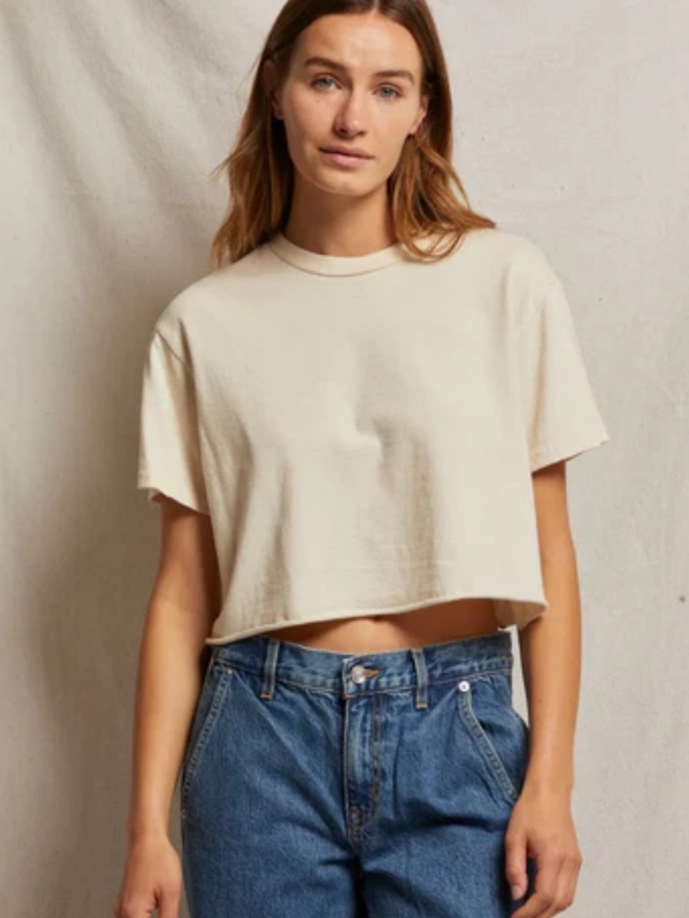 perfectwhitetee courtney vintage cotton crop tee - sugar